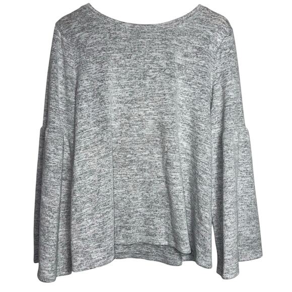 a.n.a. Gray Long Sleeve Top Size Large Soft Knit Bell Sleeve Cozy Casual - Picture 1 of 5